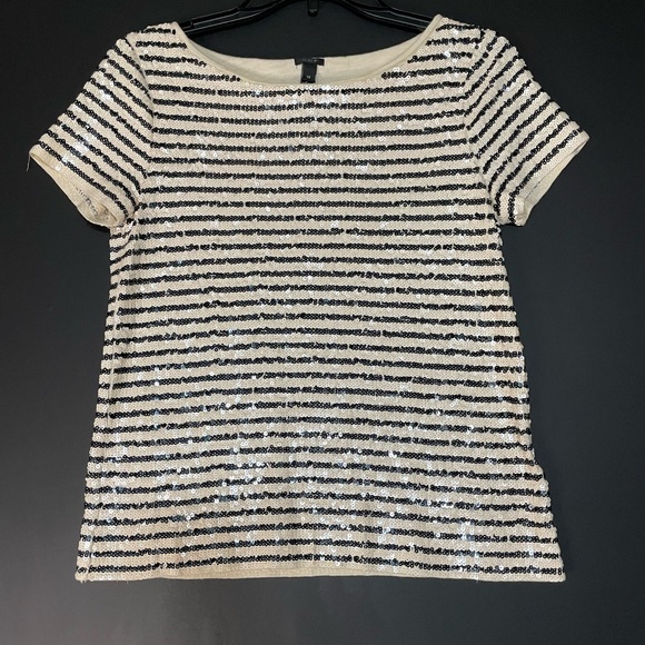 J. Crew Tops - J. Crew Black and White Sequin Striped Tee